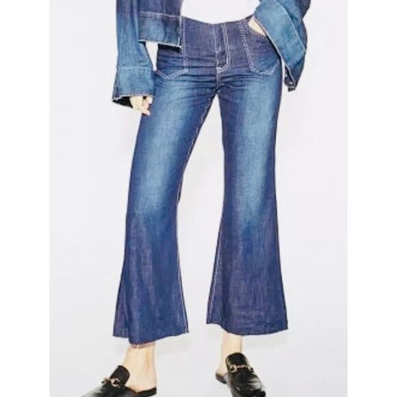 ONE X ONE TEASPOON Free People Women’s 26 Runaway Cropped Flare Jeans - Picture 5 of 14